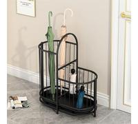 Portaombrelli, supporto in metallo con vassoio antigoccia e 5 ganci per riporre l'ingresso, design moderno per organizzare ombrelli e bastoni da passeggio