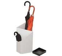 Portaombrelli Supporto per Ombrelloni in Metallo Bianco, Benna di Immagazzinaggio Lungo E Corto Grande capacità con Vassoio A Goccia, Scatola Ombrello A Doppio Strato, 20x25x60 Cm