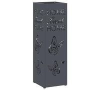 Portaombrellone in metallo antracite, 15,5 x 15,5 x 49 cm, stabile, con vaschetta antigoccia, per corridoio, ingresso, ufficio e ingresso, pratico portaombrelli e portaoggetti