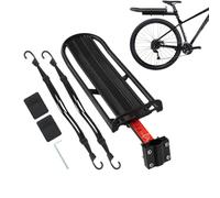 Portapacchi Bici Posteriore Regolabile Alluminio Lega per MTB, 2 Cinghia Elastica con Ganci 60cm, 8kg di Carico, Accessori per Ciclismo Campeggio Touring per Bici con Diametro a 31,8 mm (Set A)