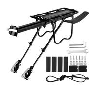 Portapacchi Bicicletta, Portapacchi Bici Posteriore Regolabile, Portapacchi Bici in lega di alluminio con Riflettore Parafango Rack Reggisella, blocco rapido e assemblaggio per 24-29 pollici MTB