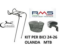 Portapacchi + Cestino / Anteriore Nero Bici - Olanda - 24 -26 MTB + FANALINO