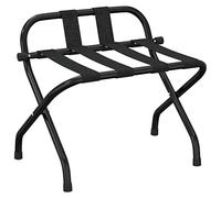 Portapacchi con Schienale, Pieghevole 56x39x52 cm in Acciaio e Nylon, Supporto per valigie con Schienale Integrato e Cinghie in Nylon, for Hotel, ostelli e pensioni