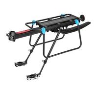 Portapacchi in alluminio per bici con sgancio rapido, riflettore, cavo elastico, capacità 75 kg, sistema di montaggio regolabile, guide laterali protettive, parafango integrato, piattaforma versatile