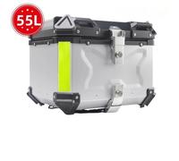 Portapacchi Moto Bauletto Portacasco Universale Per Moto Da 65L E 55L, In Alluminio CNC, Con Serratura, Per Attrezzi, Parte Superiore E Posteriore(55L Silver)