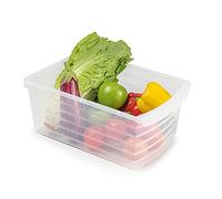 Portapacchi multiuso in plastica da 12 l, per cucina, congelatore, frigorifero, cassetto Danubio, senza BPA, riutilizzabile, vassoio scorrevole per verdure (38 x 25 x 16 cm)