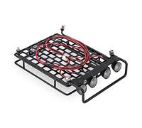 Portapacchi per auto RC, portapacchi portapacchi di grandi dimensioni con 4 luci rotonde a LED per auto cingolata Axial SCX10 1/10 con telecomando(4 bianco)