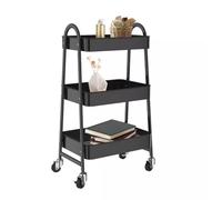 Portapacchi per cucina carrello da cucina a 3 livelli carrello in metallo carrello rotolare carrello carrello organizzatore con ruote per carrello di stoccaggio di rotoli per ufficio bagno (nero)