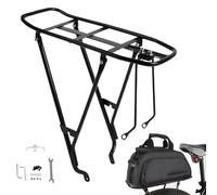 Portapacchi Posteriore Bici - Acciaio Robusto Cargo per Freni a Disco & V Brake | Regolabile Altezza, Sgancio Rapido, Compatibile Sedile Passeggero, 40x14 cm, per Mountain Bike Strada