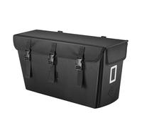 Portapacchi posteriore durevole - Borsa da ciclismo nera E, ampio spazio da 23 litri per ciclisti in tournée, robusta struttura in PVC 1000D, piastre per cinghia o fibbia, utilità da viaggio in bici,