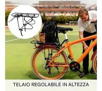 Portapacchi Posteriore per Bicicletta,Montaggio Per Ciclismo Con Capacità 200 Kg - Portabagagli In Acciaio Regolabile Per Bicicletta - Per Ciclismo Pendolarismo Escursionismo Spesa Picnic