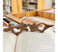 Portapagina Personalizzato A Forma Di Gatto, Anello In Legno Per Il Pollice Con Testo Inciso Per La Lettura Con Una Sola Mano, Regalo Per Insegnanti, Amanti Dei Libri E Topi Di Biblioteca