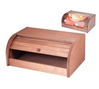 Portapane a tapparella in legno scuro Marrone 17x25x38 Cm Home