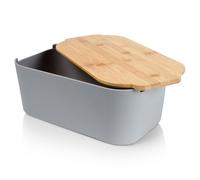 Portapane con base in bambù, grigio, 33x18,5x12 cm