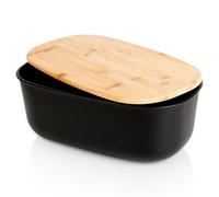 Portapane con base in bambù, nero, 39x23,5x15,5 cm