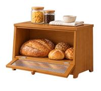 Portapane In Bambù Con Finestra Rigata, Sportello Magnetico E Ripiano (Marrone)