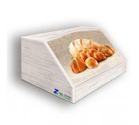PORTAPANE IN LEGNO CON DECORO PANE SHABBY STAMPA DECORATIVA Cm 30X40X20