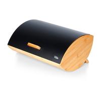 Portapane in legno e metallo, nero, 35,5x24,5x15,5 cm