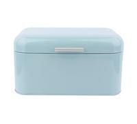 Portapane Moderno in Metallo, Contenitore per Pane con Coperchio per Bancone Cucina, Scatola per Pane Tinta Unita, 30,5 x 18 x 16cm (Blu)