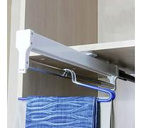 Portapantaloni Estraibile per Armadio, Appendiabiti Estraibile per Pantaloni, Appendiabiti Estensibile, Asta Scorrevole per Armadio, Asta per Armadio, 30-80 Cm, in Acciaio, Salvaspazio per la Casa