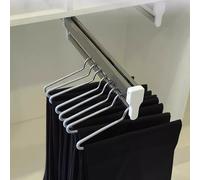 Portapantaloni Estraibile per Armadio, Appendiabiti Estraibile per Pantaloni, Asta per Armadio Estensibile, Regolabile da 30 a 80 cm, con 2 spazi scorrevoli
