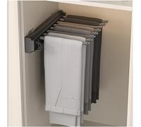 Portapantaloni Estraibile per Armadio, Asta per Binario per Pantaloni Retrattile con Floccatura Antiscivolo Grigia, Organizer per Cintura per Abiti Telescopico per Armadio, Grey, Depth 36cm/14in