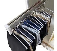 Portapantaloni Estraibile per Armadio, Grucce per Pantaloni Estraibili, Appendiabiti Estensibile, Asta per Armadio, Regolabile, 30-80 cm, con 2 binari scorrevoli