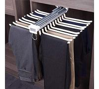 Portapantaloni Estraibile per Armadio, Grucce per Pantaloni Estraibili, Appendiabiti per Pantaloni, Appendiabiti Estensibile, Organizer con Binario Scorrevole, Montaggio Superiore Facile Senza