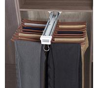 Portapantaloni Estraibile per Armadio, Grucce per Pantaloni Estraibili, Appendiabiti per Pantaloni, Appendiabiti Estensibile, Organizer con Binario Scorrevole, Montaggio Superiore Facile Senza