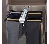 Portapantaloni Estraibile per Armadio, Grucce per Pantaloni Estraibili, Appendiabiti per Pantaloni, Appendiabiti Estensibile, Organizer con Binario Scorrevole, Montaggio Superiore Facile Senza