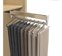 Portapantaloni Estraibile per Armadio, Grucce per Pantaloni Estraibili, Appendiabiti per Pantaloni, Asta Estensibile per Armadio, Binario per Armadio, Ritorno Morbido, Sollevamento Vestiti con sistem