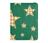 Portapassaporto in pelle verde a scacchi e stelle del fumetto da viaggio portafoglio combo custodia a portafoglio da uomo impermeabile Cartografia a quadri stelle verde 1 size, Mappatura piastrelle