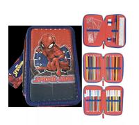 Portapastelli Astuccio Scuola Spiderman 3 Zip 44pz con Pennarelli Matite Giotto