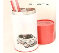 Portapenne a tubo in latta con matite e righello