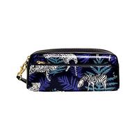 Portapenne Black White Zebra Tiger Leopard And Leaves Astuccio Scuola Grande Capacità Cancelleria Portamatite Multifunzione Scatola Di Cancelleria Per Ragazzi Scuola Adulto