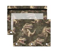 Portapenne con motivo dinosauro della giungla, con finestra trasparente, grande astuccio trasparente con finestra trasparente e occhielli, astuccio 3 per ufficio, scuola, cosmetici, multicolore, 2