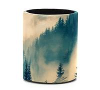 Portapenne da scrivania, con paesaggio montano con misteriosa foresta di abete, organizer da scrivania per casa, scuola, ufficio, articoli di cancelleria (7,9 x 9,9 cm)