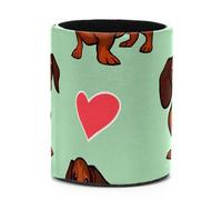 Portapenne da scrivania, portapenne rotondo, organizer per cancelleria, porta pennelli da trucco, per casa, ufficio, scuola (7,9 x 9,9 cm, simpatico bassotto di San Valentino con cuori su sfondo verde