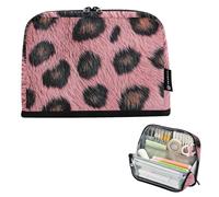 Portapenne di grande capacità per il trucco di grande capacità per l'ufficio adolescente fard leopardo texture della pelle rosa