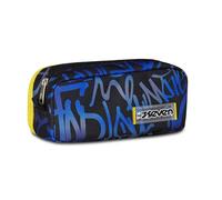 Seven Scuola Bustina Doppia, Blu, Tasca Interna e Tasca Laterale con Passanti Elastici Portapenne, Accessori Zaino, Scuola Elementare e Media, Bambino e Ragazzo