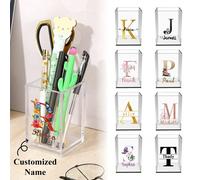 Portapenne in acrilico personalizzato con nome, leggero, porta cancelleria, porta matite, organizer multifunzionale da scrivania per penne, forbici, pennelli trucco, facile da pulire, salva spazio per