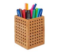 Portapenne in bambù perforato Organizer da scrivania Contenitore per cancelleria