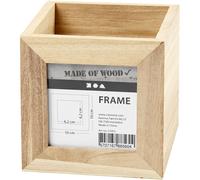 Portapenne in legno chiaro con cornice e vetro in plastica su un lato. rif 57455