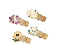 Portapenne In Metallo A Tema Floreale Da 4 Pezzi Forniture for Notebook Retrò Semplici E Creative(Purple)