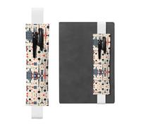Portapenne in pelle bianca con stampa WHJSHOP Paris, fascia elastica regolabile da 21,1 a 4,6 cm, per quaderni, diari, diari con copertina rigida