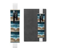 Portapenne in pelle bianca con stampa WHJSHOP The Waves on The Beach con fascia elastica regolabile da 21,1 a 4,6 cm, adatto per la maggior parte dei quaderni e diari