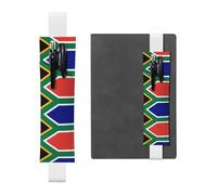 Portapenne in pelle bianca con stampa WZYWHJ della bandiera del Sud Africa, design con fascia elastica in pelle PVC per notebook, diari e agende