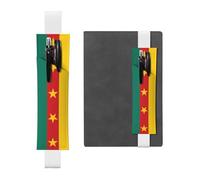 Portapenne in pelle bianca con stampa WZYWHJ Flag of Camerun, design con fascia elastica in pelle PVC per quaderni, diari e agende