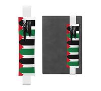 Portapenne in pelle bianca con stampa WZYWHJ Flag of the State of Palestine, design con fascia elastica in pelle PVC per quaderni, diari e agende