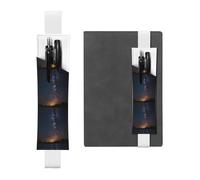 Portapenne in pelle bianca con stampa WZYWHJ Shining Night Sky - Design con fascia elastica in pelle PVC di alta qualità per quaderni, diari e agende